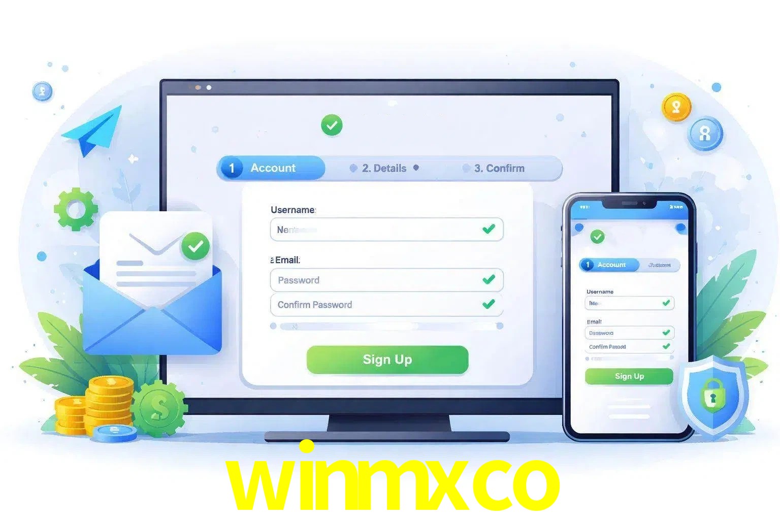 Registro de nuevo usuario y configuración de cuenta winmxco